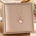 Korean Version Titanium Steel With Zircon Inlay For Women, Featuring Deer Pendant And A High-end Collarbone Necklace_ipsvogv.com