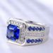 Sanjie's New Full Silver Alloy Inlaid With Blue Square Diamond Zircon Trendy Men's Ring_ipsvogv.com
