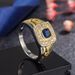Diamond Inlaid Two-color Ring, Men's Business Blue Crystal Color Ring Jewelry_ipsvogv.com