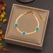 Stainless Steel Necklace, Women's Turquoise Square Blade Chain Desin, Simple And Fashionable Collarbone Chain, No_ipsvogv.com