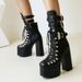 Women's Shoes Chunky heel high heel thick soled long boots leather black square toe belt buckle long boots plus velvet warm cotton shoes high boots_ipsvogv.com