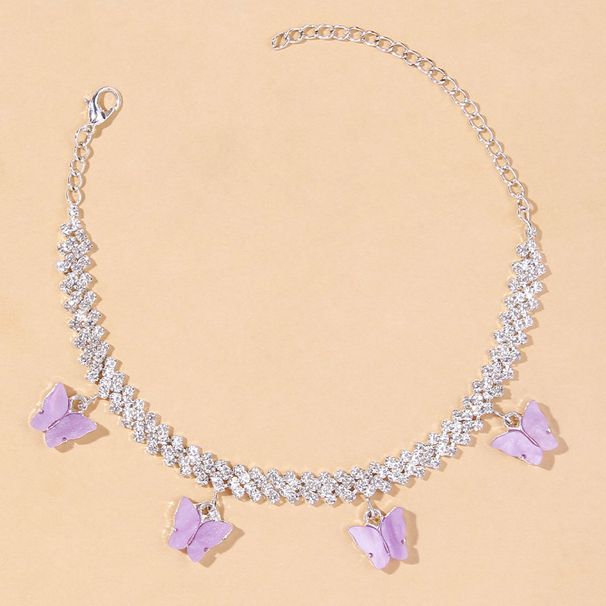 fashion hot diamond butterfly Anklet cross personality pendant diamond foot decoration Anklet_ipsvogv.com