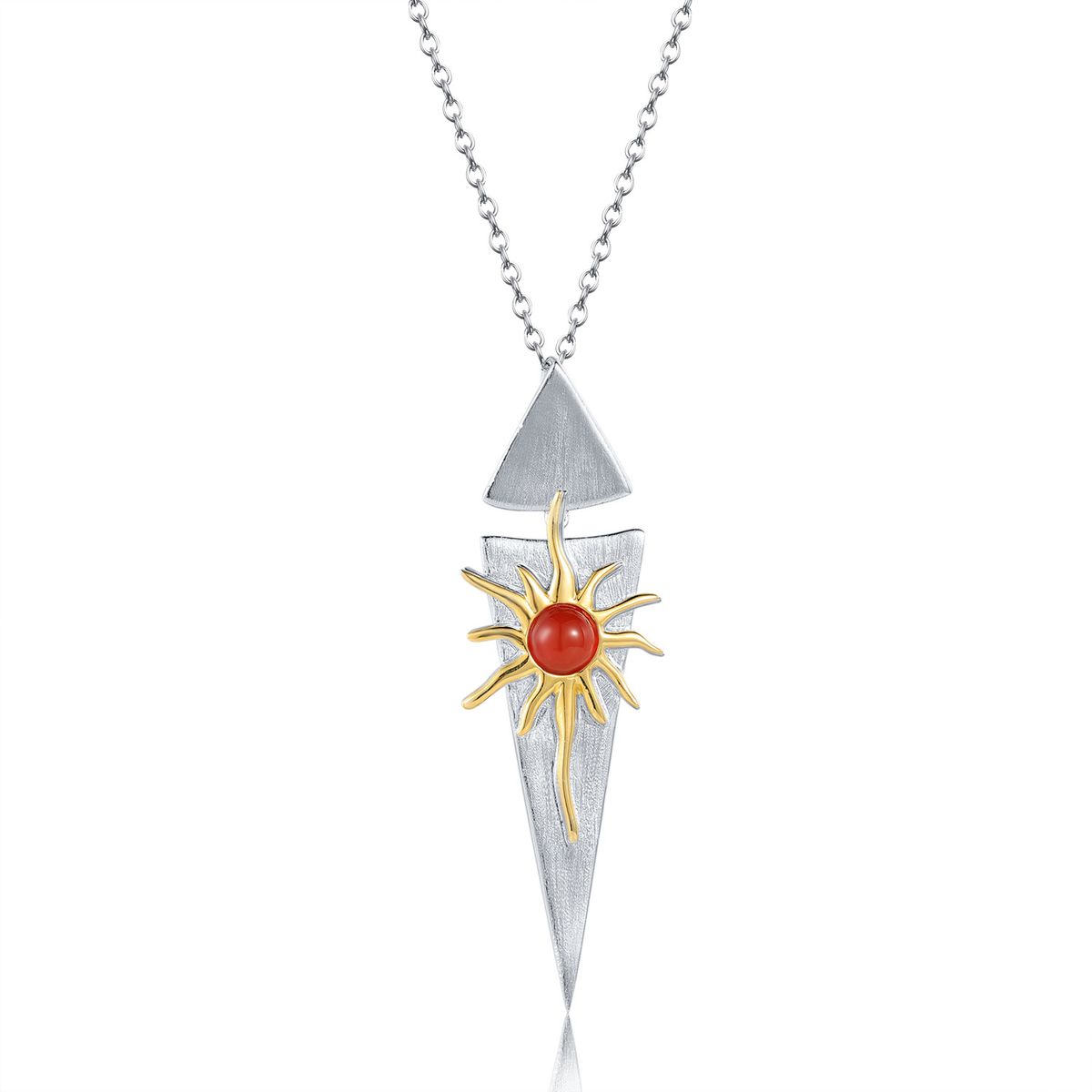 S925 Sterling Silver Red Agate Pendant Designer New Necklace Light Luxury Jewelry Sun Goddess Necklace_ipsvogv.com