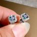 Cao Shi's New Shiny Grandmother Green Square Zircon Simple Basic Earrings_ipsvogv.com
