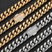 Men's Jewelry Set Hip Hop 12mm Micro Inlaid Zircon Spring Snap Stainless Steel Cuban Chain Trendy Titanium Steel Round Grinding Bracelet Necklace_ipsvogv.com
