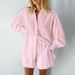 Hollow jacquard niche French long-sleeved suit shirt shorts casual women's design white_ipsvogv.com