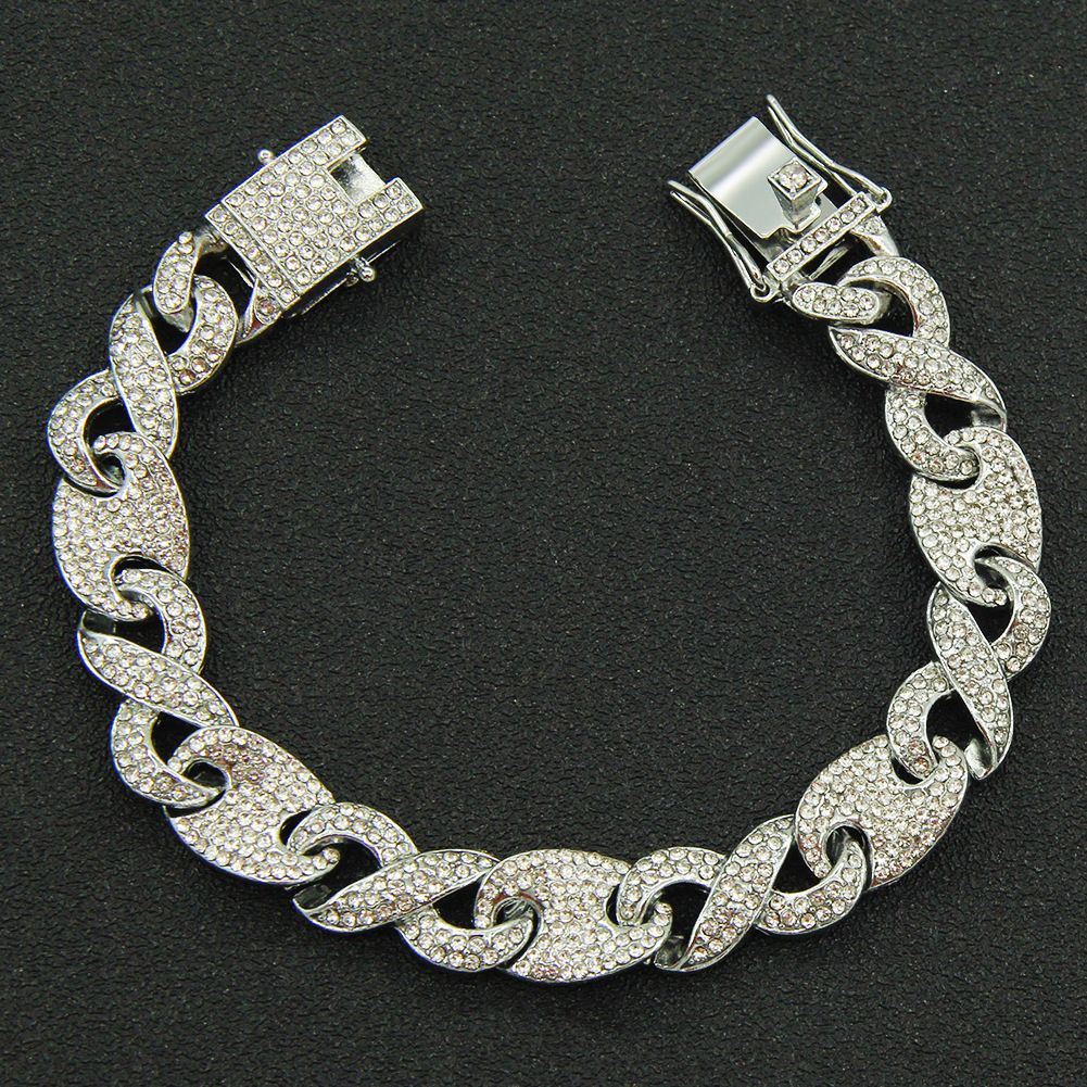 Hip Hop Full Diamond 8-shaped Pig Nose Buckle Creative Splicing Cuban Chain Necklace Men's Personalized Punk Neckchain_ipsvogv.com