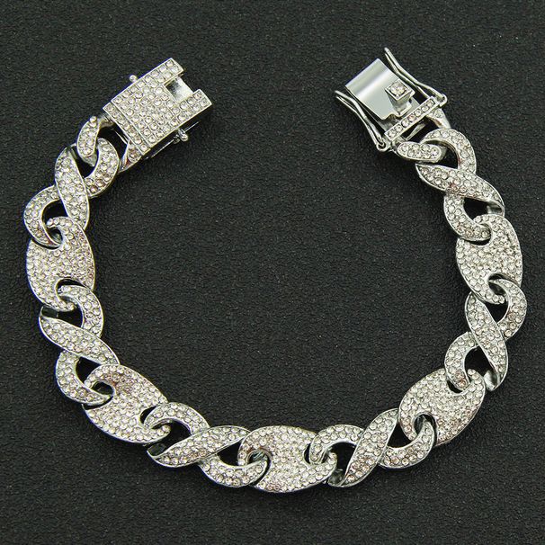 Hip Hop Full Diamond 8-shaped Pig Nose Buckle Creative Splicing Cuban Chain Necklace Men's Personalized Punk Neckchain_ipsvogv.com