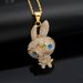 Trendy Hip-Hop Jewelry Gold-Plated Full Diamond Rabbit Pendant Fashion Versatile Titanium Steel Necklace Accessories_ipsvogv.com