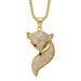 Hip Hop Stainless Steel Gold-Plated Full Diamond Exquisite Fox Pendant Necklace_ipsvogv.com