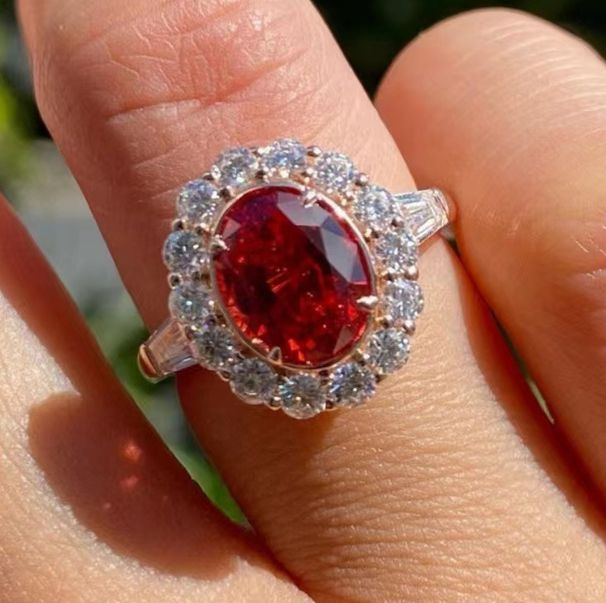 Sanjie Ins Gift Gold Plated Pigeon Blood Red Ring RUBBY RING_ipsvogv.com