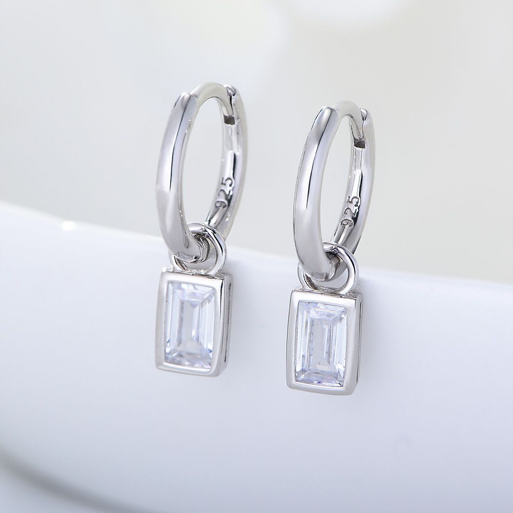 Women's Jewelry 925 Sterling Silver Geometric Square Zircon Earrings Small Personality Earrings Earrings Temperament Ladies Earrings_ipsvogv.com