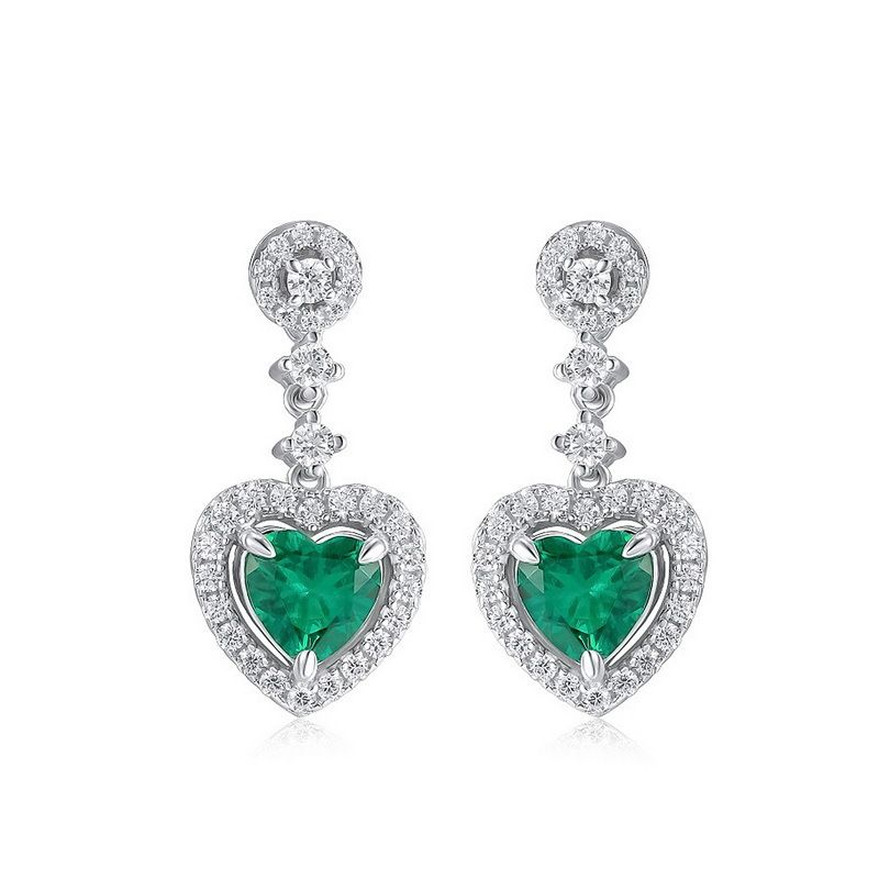 Love Cultivation Emerald Earrings S925 Silver Claw Inlaid Retro Colored Gemstone Earrings Light Luxury_ipsvogv.com
