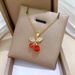 】 Red 【 Cherry Fashion Light Luxury Charm Gorgeous Full Diamond Necklace Women's Versatile Clavicle Chain Titanium Steel 【 】_ipsvogv.com
