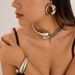 Metal texture spring opening short necklace choker personality geometric punk necklace female_ipsvogv.com