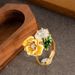 French Elegant Oil Drop Flower Zircon Open Ring Female Light Luxury Fashion High End Fat Hand Adjustable Index Finger Ring_ipsvogv.com
