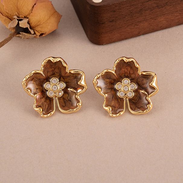 Retro Oil Drop Flower Earrings Colorful Niche Simple Medieval Vintage Retro Earrings Enamel Design Earrings_ipsvogv.com