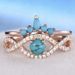 Sanjie Fashion Inlaid Turquoise Ins Wind Internet Red Minimally Rose Gold Couple Ring Female_ipsvogv.com