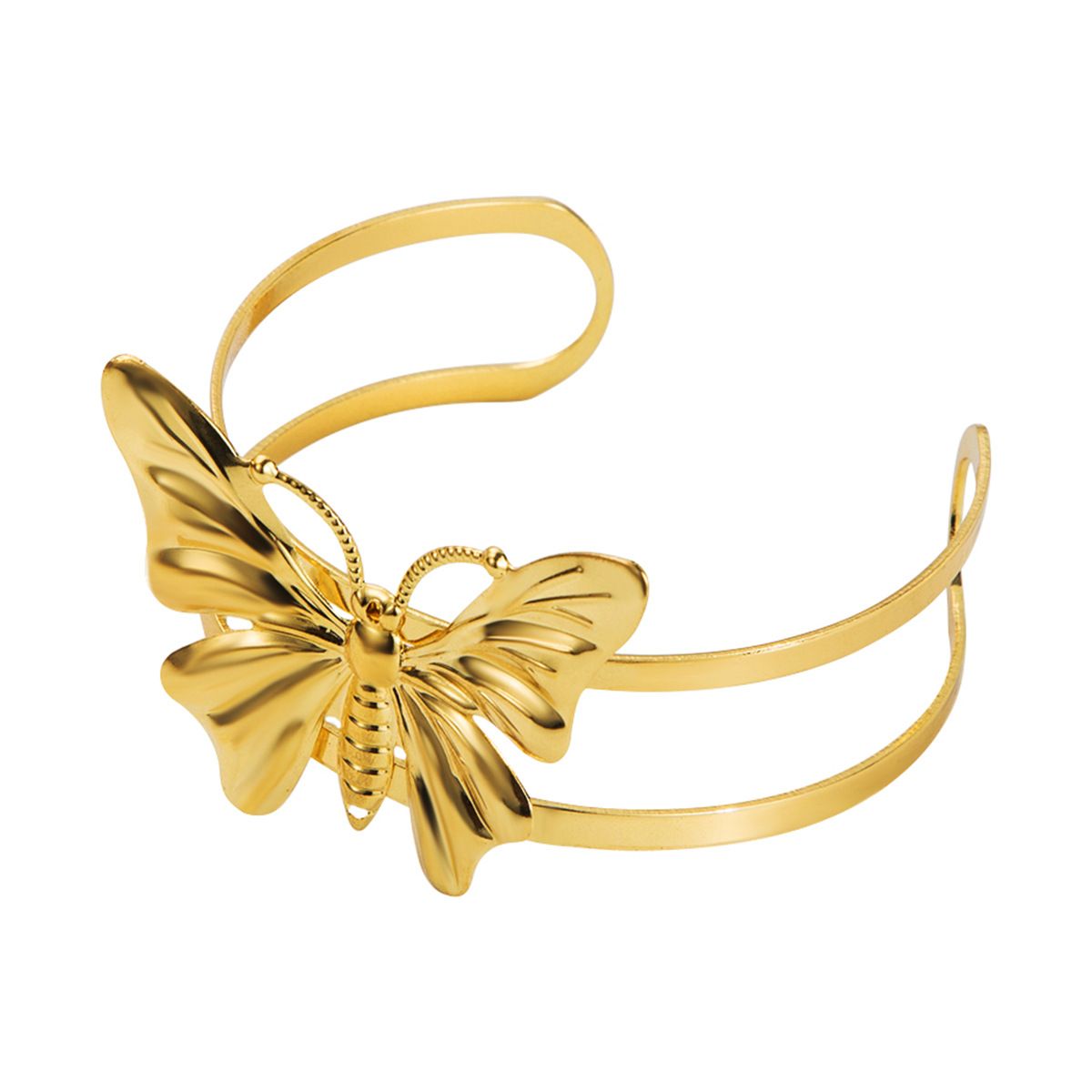 B2973 New Creative Exquisite Small Animal Metal Gold Three Dimensional Butterfly Women's Double layered Open Bracelet_ipsvogv.com
