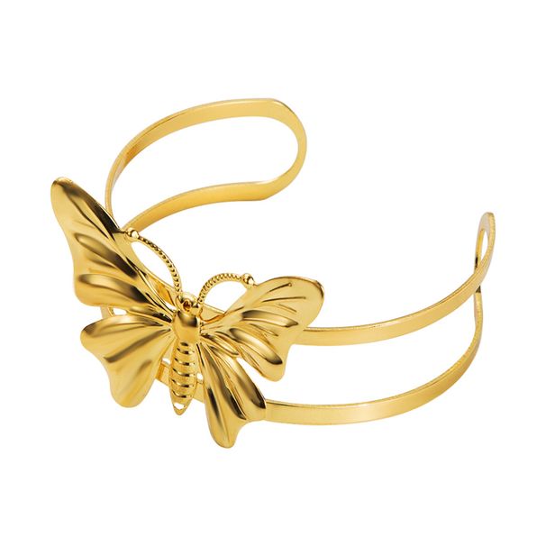 B2973 New Creative Exquisite Small Animal Metal Gold Three Dimensional Butterfly Women's Double layered Open Bracelet_ipsvogv.com