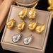 Fashion Jewelry, Personalized Stainless Steel Gold-plated Micro Inlaid Hollow Three-dimensional Water Droplet Earrings_ipsvogv.com