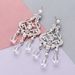 Handmade Bride Rhinestone Flower Bridal Earrings Accessories_ipsvogv.com