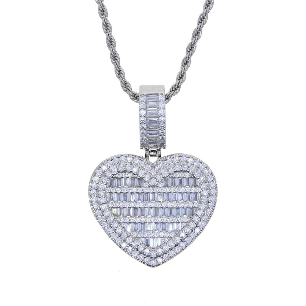 Men's Jewelry Hip Hop Heart Shaped Zircon Pendant Inlaid Zircon Full Diamond Love Heart_ipsvogv.com