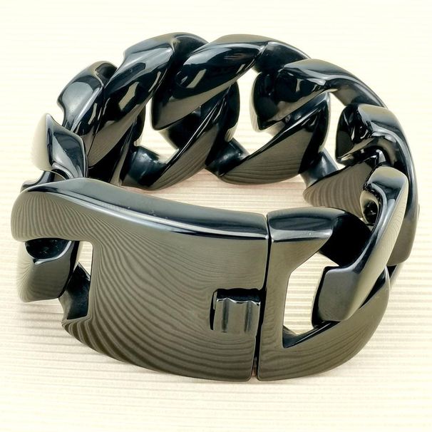 Black 32mm Man's Heavy Weight Bling Massive 316L Stainless Steel Bracelet_ipsvogv.com