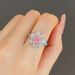 Cao Shi Live Broadcast Flower Ring Sweet Pink Diamond Zircon Flower Ring Romantic Valentine's Day Proposal Handwear_ipsvogv.com