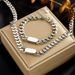 European and American all-match gold titanium steel hip-hop women's and men's thick necklace bracelet cold and simple high-end jewelry set_ipsvogv.com