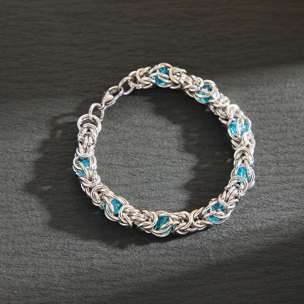 Blue Inlaid Titanium Steel Necklace, Male Niche Design, Hip-hop Style, Thick Collarbone Chain, Couple Accessories_ipsvogv.com