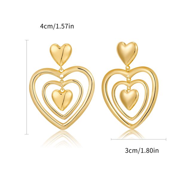 Fashion heart earrings, high end pop culture multi layered design, versatile metal geometric female earrings_ipsvogv.com