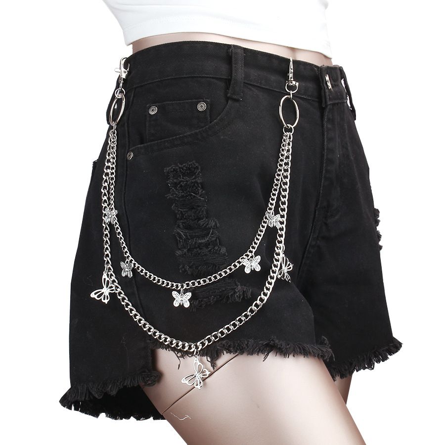 Jewelry Metal Ring Hollow Butterfly Pendant Waist Hip-hop Punk Versatile Double-layer Pants Chain_ipsvogv.com