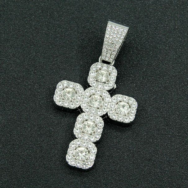 Hip Hop Full Diamond Cross Pendant Cuban Necklace Men's Cool and Dominant Personality Collar Chain Neckchain_ipsvogv.com