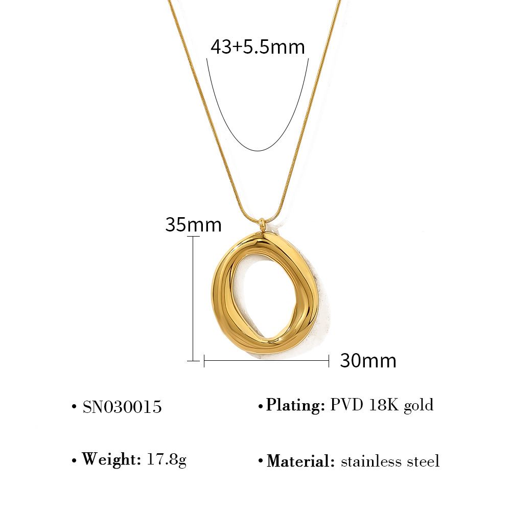Fashion Niche Temperament Geometric Pendant Stainless Steel Plated K Gold Simple Glossy O Shaped Ring Pendant Necklace_ipsvogv.com