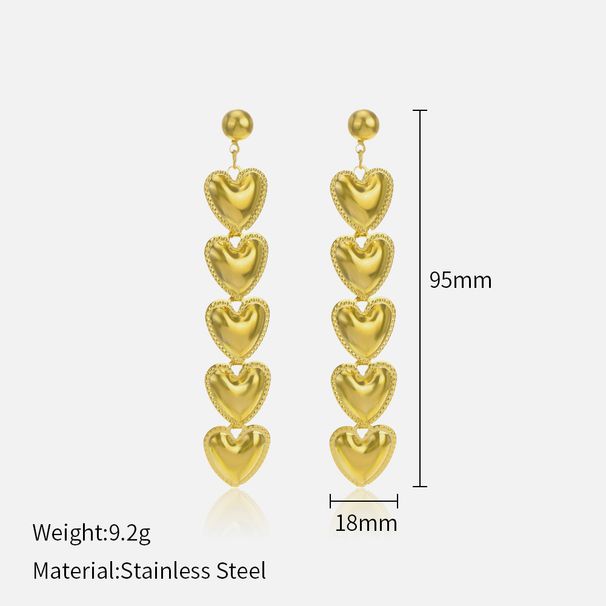 Women’s Jewelry Set Fashion Love Pendant Stainless Steel Earrings Personality Exaggerated Long Five Heart Shaped Titanium Steel Earrings Ladies Trend_ipsvogv.com