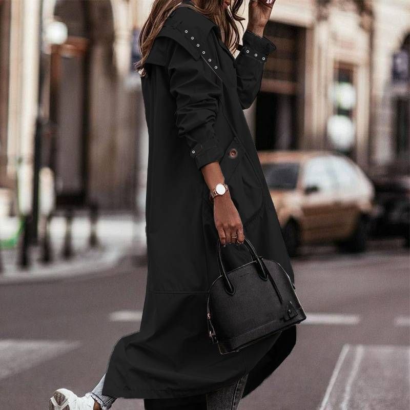 Women's Clothing new style temperament niche personality leisure large lapel medium and long windbreaker jacket _ipsvogv.com