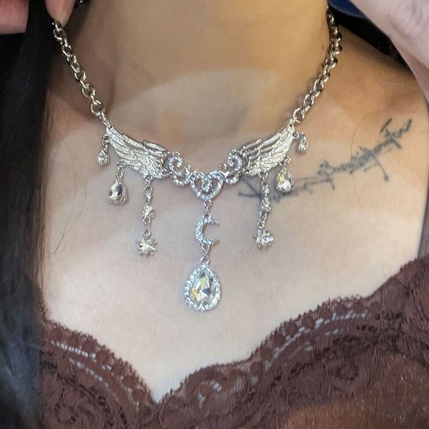【 Hot Selling In Store 】 Sweet And Cool, Niche Design, Angel Wings, Zircon Tassel Fairy Necklace, Collarbone Chain,_ipsvogv.com