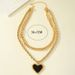 Niche design double love shaped necklace female hip hop simple pendant clavicle chain_ipsvogv.com
