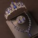 Crown headdress three piece set atmospheric champagne blue diamond birthday crown necklace earrings bride wedding dress evening dress jewelry_ipsvogv.com