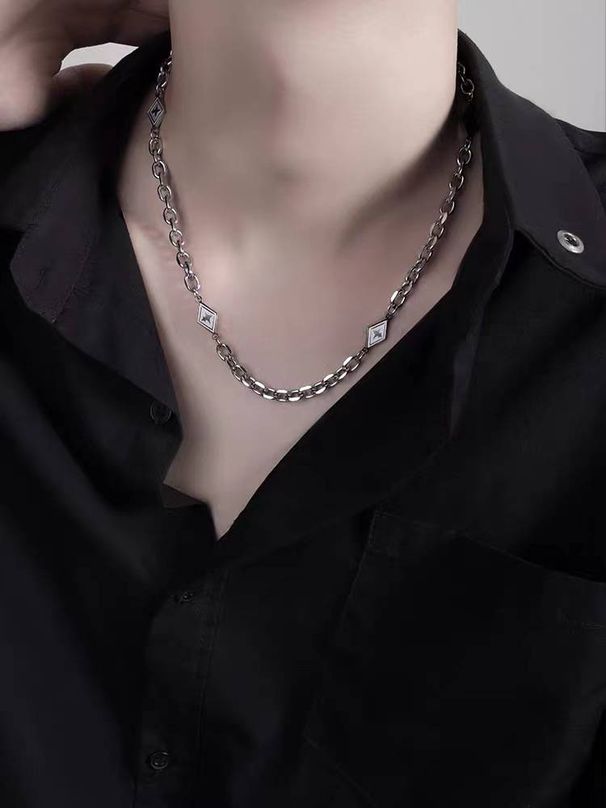 Titanium Steel Star Diamond Necklace For Men And Women, Trendy Brand, No Fading, Cold Trend, Hip Hop Chain Accessories, Sweater Chain_ipsvogv.com