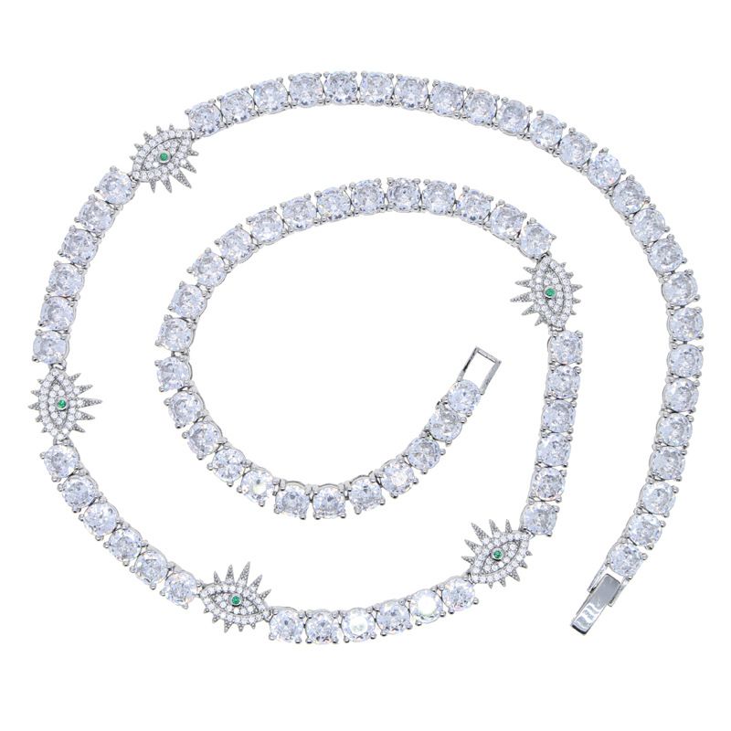 Hip Hop New Eye Zircon Tennis Chain Fashion Trend Men's Tennis Chain Necklace_ipsvogv.com