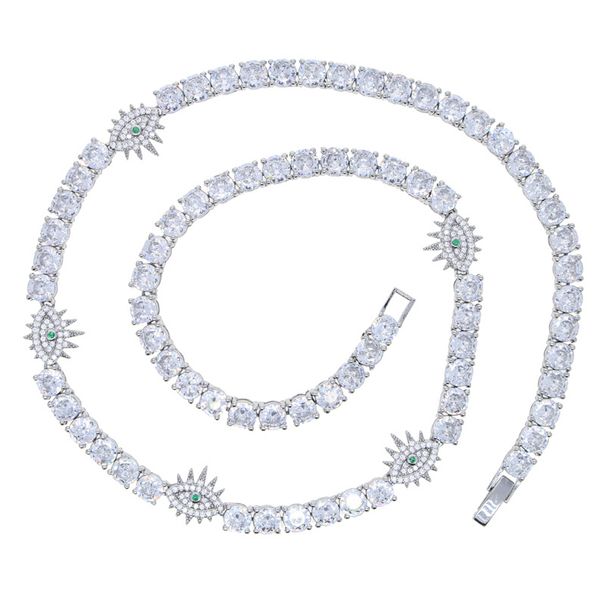 Hip Hop New Eye Zircon Tennis Chain Fashion Trend Men's Tennis Chain Necklace_ipsvogv.com
