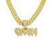 Hip Hop GASH Full Diamond Letter Pendant Necklace Men's Punk Style Cuban Chain Accessories_ipsvogv.com