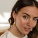Geometric long copper plated real gold hollow water drop spherical pendant earrings simple advanced brushed texture earrings_ipsvogv.com