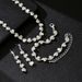 2025 Jewelry Korean Style Fashion Bride Accessories Silver Inlaid Necklace Earrings Bracelet Ring Four-Piece Set_ipsvogv.com