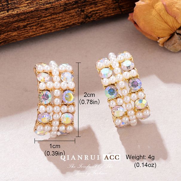 Light Luxury Style, Exquisite And Elegant Design, C Shaped Earrings, New Style, Diamond And Pearl, High End Temperament, Commuting All Match Earrings_ipsvogv.com
