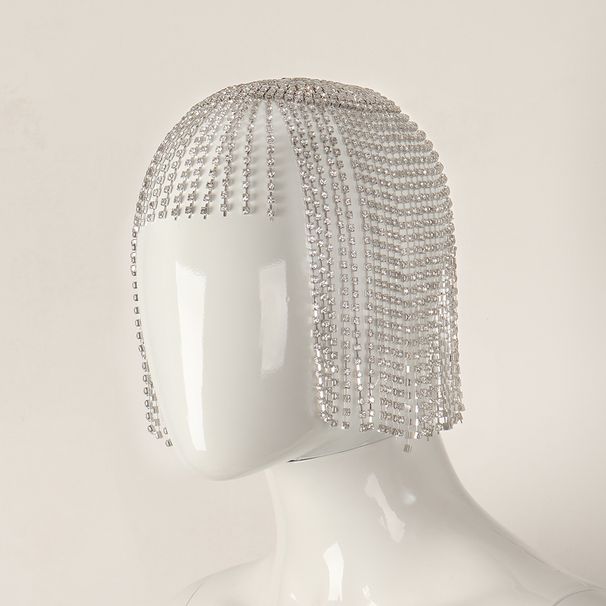 Hair accessories Bohemian exaggerated full diamond rhinestone retro ethnic style long tassel bridal headdress_ipsvogv.com