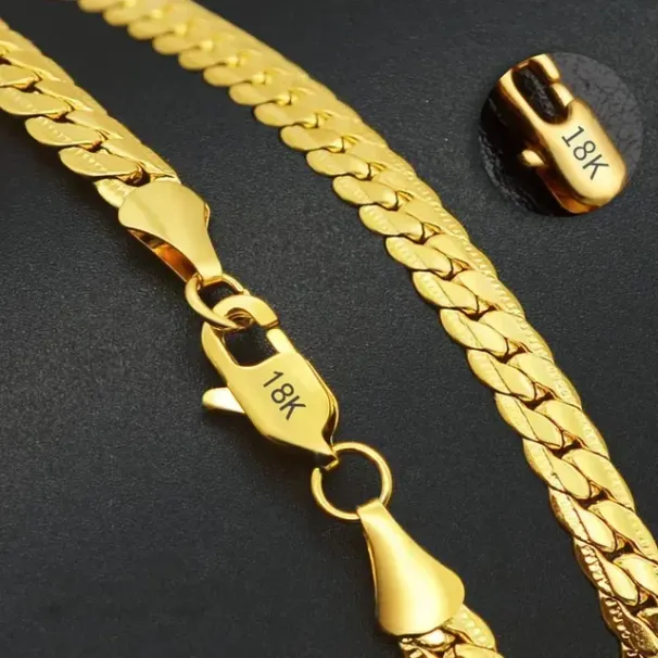 2025 New Arrivals KCRLP Sterling Sier 5MM Gold Sideways Chain Necklace for Woman Men Boy Fashion Wedding Engagement Jewelry Gifts_ipsvogv.com