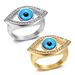 Hot Selling Stainless Steel Gold Plated Inlaid Diamond Blue Angel Eye Hip Hop Men's Ring_ipsvogv.com
